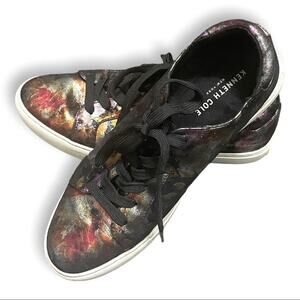 Kenneth Cole Women's Leather Sneakers Black Metallic 8